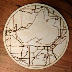 Laser Cut Coaster Of Lake Mendota