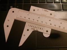 Laser Cut Paper Calipers With Imperial And Metric Vernier