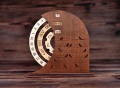 Laser Cut Creative Wooden Perpetual Calendar Office Desktop