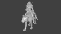 Panther Rider Girl Miniature 3D Printer Model