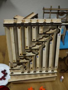 Laser Cut Binary Marble Adding Machine