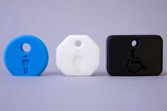 Restroom Key Covers/ Cases Set – Square/ Round/ Octagonal 3D Printer Model