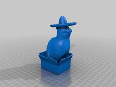 Cat In A Box Wearing A Sombrero 3D Printer Model