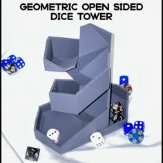 Open Sided Geometric Dice Tower & Catch Tray 3D Printer Model