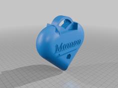 Porte-clef Coeur Maman 3D Printer Model