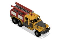 Yellow Zil Fire Truck With Movement 3D Printer Model