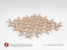 Laser Cut 3D Wood Structure Trivet Cnc/laser