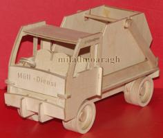 Laser Cut Garbage Truck 3D Puzzle