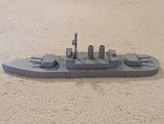 Simple Large Battleship (Snap-fit Turrets And Hull) 3D Printer Model