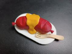 Cute Sausage With Mustard 3D Printer Model