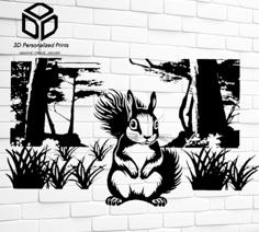 Squirrel Serenade: 3D Forest Wall Art 3D Printer Model