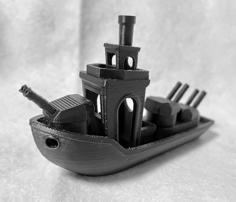 Battle Ship Benchy With Rotating Turret 3D Printer Model