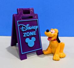 Miniature A-Frame Sidewalk Sign “Disney ZONE” 3D Printer Model