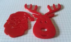 Christmas Ornament Santa And Rudolph 3D Printer Model