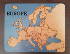 Laser Cut Europe Map Puzzle