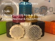 InSpool Dessicant Container For 2mm + Beads.  3 Sizes 3D Printer Model