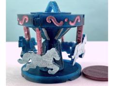 Mini Carousel (Spins And Prints In Place!) 3D Printer Model