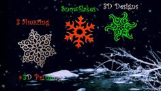 3 Amazing Snowflakes Designs 3D Printer Model