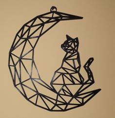 Cat Moon Wall Decoration 3D Printer Model