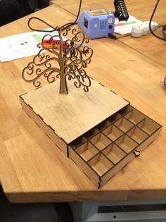 Laser Cut Jewelry Box With Earring Tree