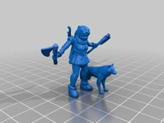 Female Warrior Double Axe With Dog 3D Printer Model