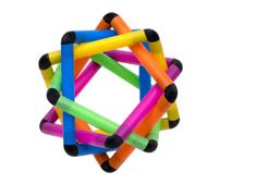 5 Squares Geometric Model. A Straw Craft Project With 3D Printed Connectors. 3D Printer Model