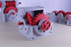 Industrial Bevel Gearbox / Gear Reducer (Cutaway Version) 3D Printer Model