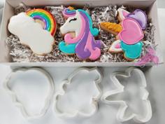 Laser Cut Unicorn Cookie Cutter Set: Pretty Unicorn, Horn, Rainbow Plaque