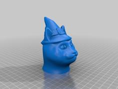 Cat Head With A Witch Hat 3D Printer Model