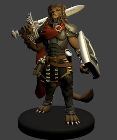 Lion Tabaxi Paladin Miniature 3D Printer Model