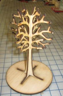 Laser Cut Lasered Jewelry Tree With Base.