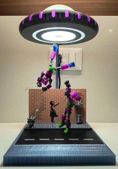 Ufo Abduction Diorama Lamp 3D Printer Model