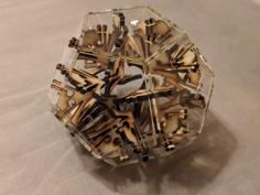 3mm Wood And Acrylic Lasercut Dodecahedron Snap Fit