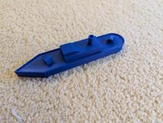 Simple Gunboat W/ Rotating Turrets 3D Printer Model