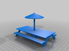 Picnic Table With Umbrella 3D Printer Model