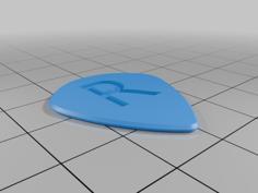 Guitar Pick With R Engraved In It 3D Printer Model