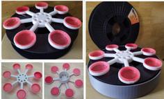 Paint Palette Turntable Made Using Empty Filament Spool And Milk Bottle Lids 3D Printer Model