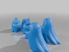 Halloween Ghosts! *3 MINI GHOSTS, 1 LARGE Unhangable, 1 GHOST Hangabile, 1 Very Very Small Ghost 3D Printer Model