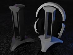 Headphone Stand With Optional Mouse Bungee 3D Printer Model