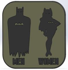 Bat & Batwoman WC Sticker 3D Printer Model