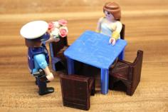 Restaurant Table (4 Persons) [playfab 181005, Playmobil Compatible] 3D Printer Model