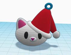 Cat With Santa Hat 3D Printer Model