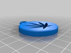 Pot Leaf Keychain 3D Printer Model