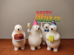 KUMATY : Polar Bear “Happy Birthday” Pack 3D Printer Model