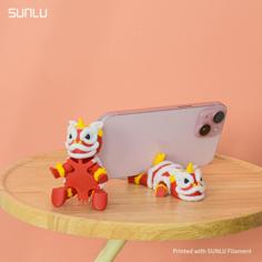 Flexi Lion Dance Phone Stand_SUNLU 3D Printer Model