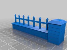 Stone Wall With Gate 28mm 3D Printer Model