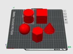 Geometric Shapes – Ball, Cube/parallelepipped, Cylinder, Cone E Hexagonal Prism 3D Printer Model