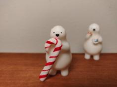 KUMATY : Polar Bear And A Candy Cane 3D Printer Model