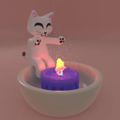 Cat Candleholder 3D Printer Model