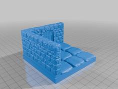 Stone Corner Walls With 2 Doors 3D Printer Model